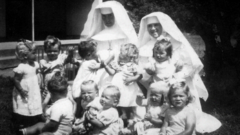 Nuns and children at Bessborough House in Cork, where more than 900 children died
