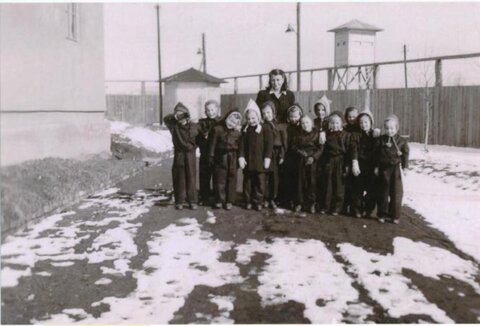 Children of Svatobořice with their teacher Ms. Marková, 1944 – Memory of Nations archive Children of Svatobořice with their teacher Ms. Marková, 1944